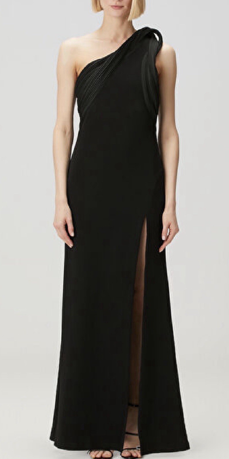 New Aidan Mattox Black One-Shoulder Maxi Evening Dress Size 8 $395