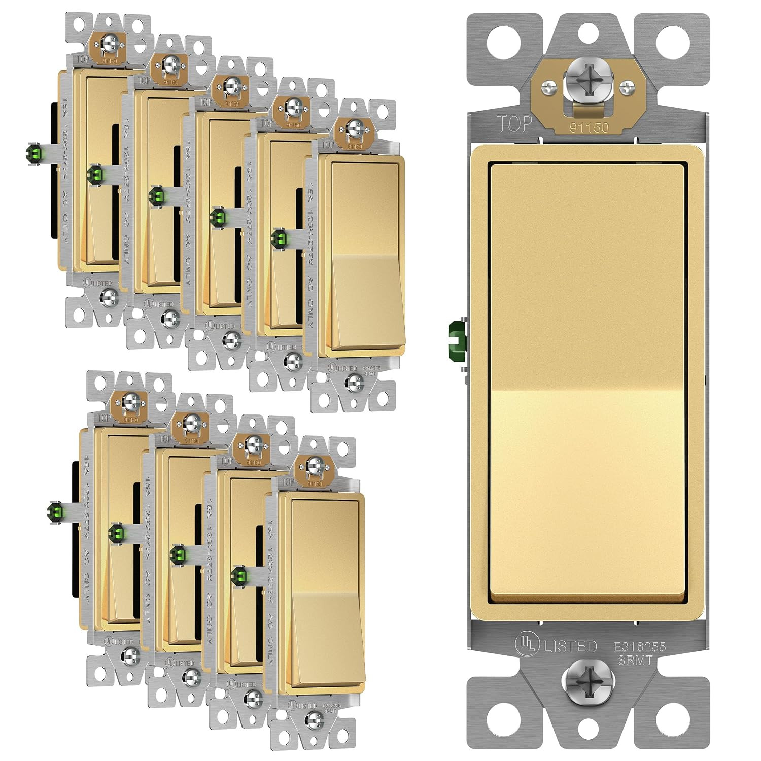 White Single Pole Decorator Paddle Light Switch, 15A, 20 Pack