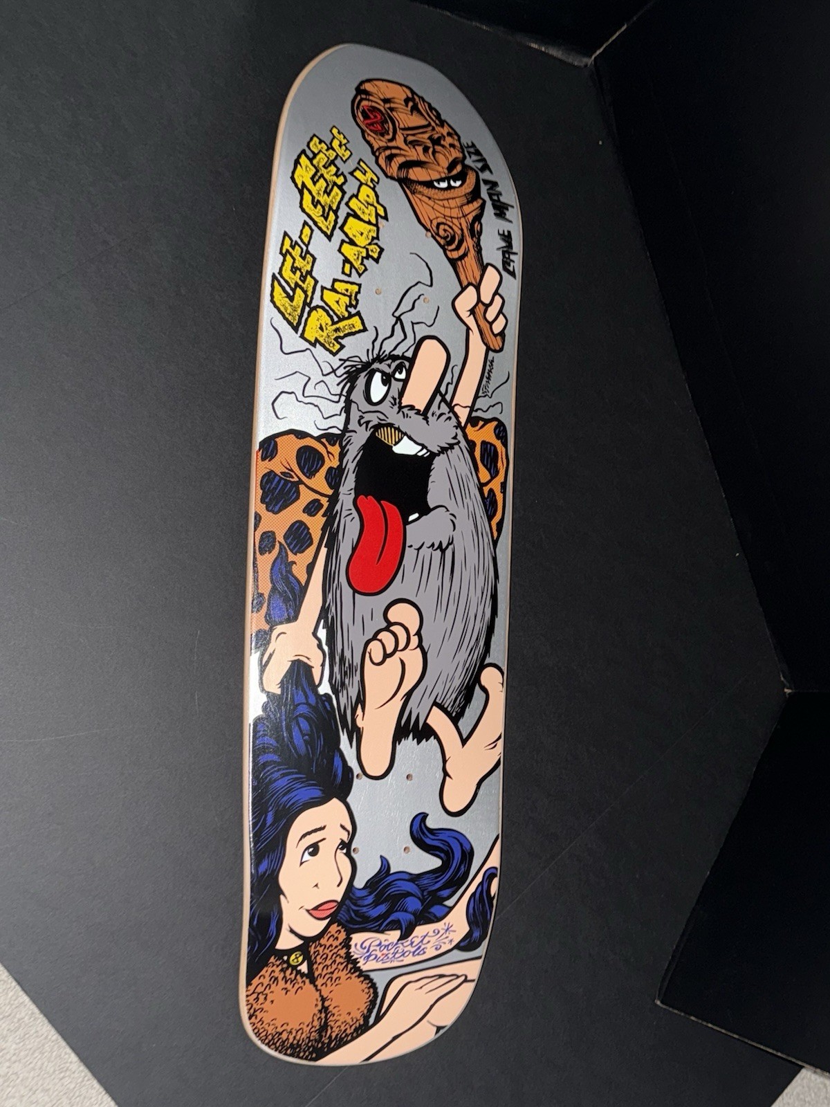 LEE RALPH Pocket Pistols Skateboard Deck Captain Caveman Screened SILVER LEE RALPH Pocket Pistols Skateboard Deck Captain Caveman Screened SILVER