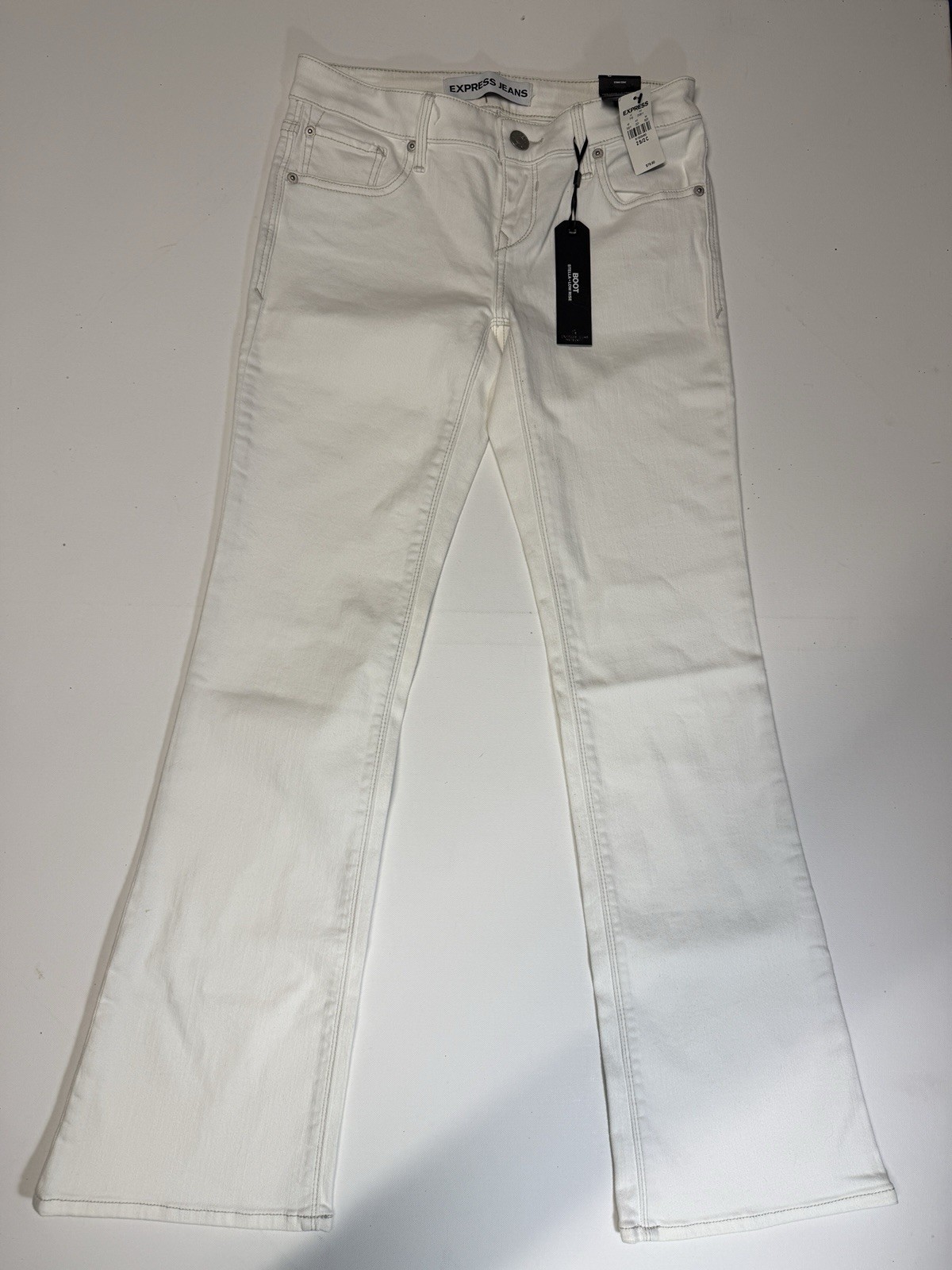 NWT Express Stella Low Rise Boot White Jeans Women’s 2S Stretch Bootcut
