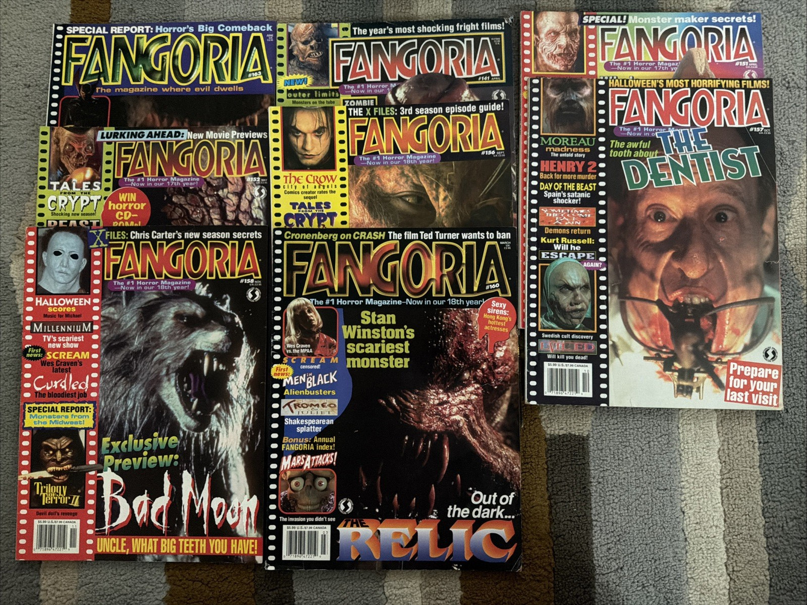 Fangoria Magazine Lot 8 Issues 141 151 152 156 157 158 160 163 Hellraiser Crow Fangoria Magazine Lot 8 Issues 141 151 152 156 157 158 160 163 Hellraiser Crow