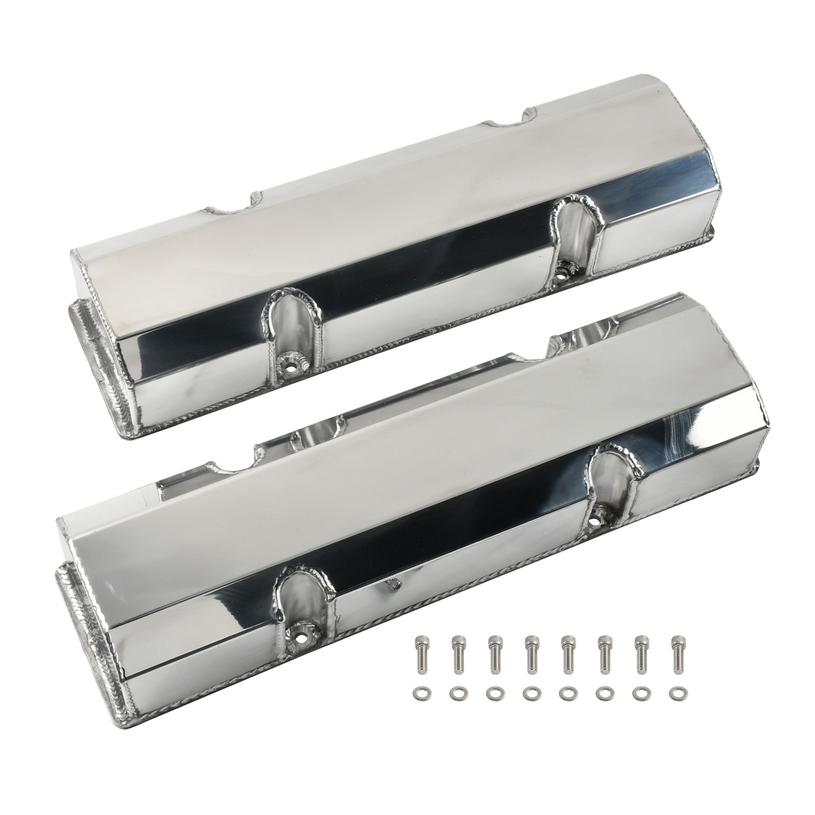 For 58-86 SB Chevy Valve Covers Fabricated Aluminum SBC 327 350 383 400 Polished