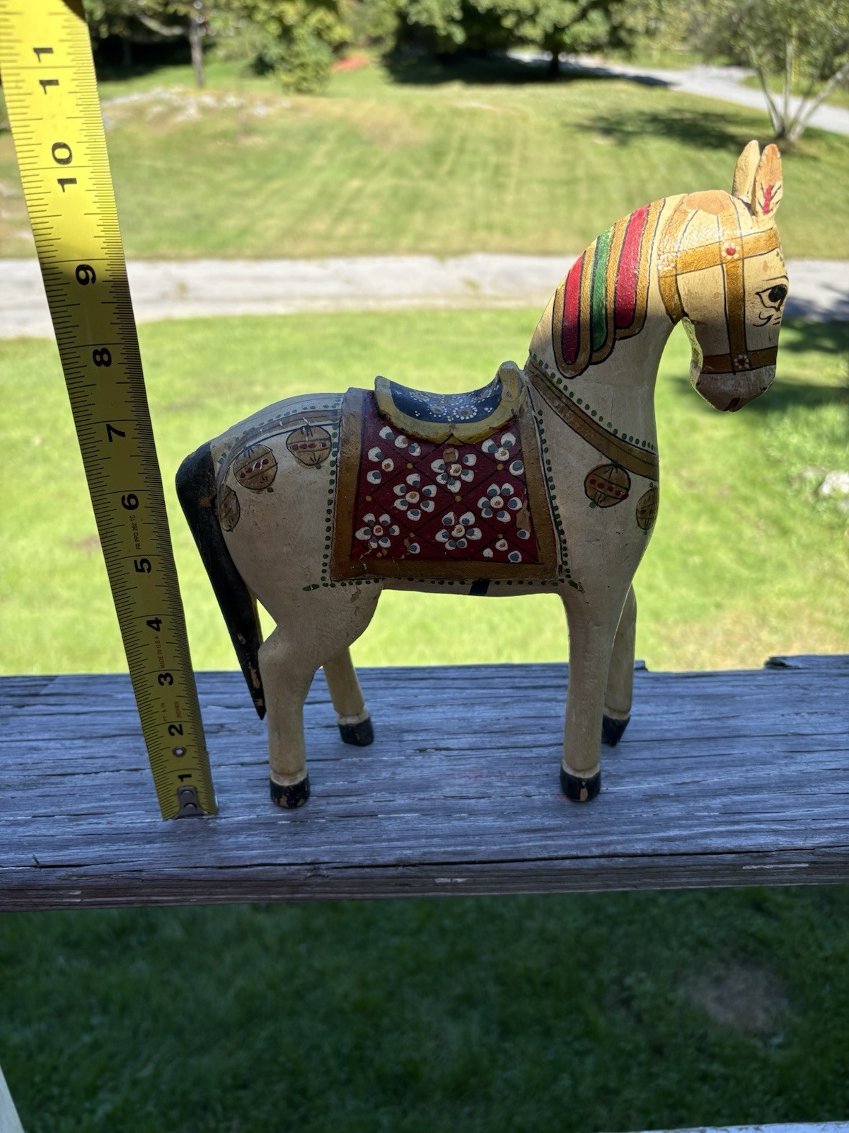Antique/Vintage Hand Painted Wooden Ghodi Figurine