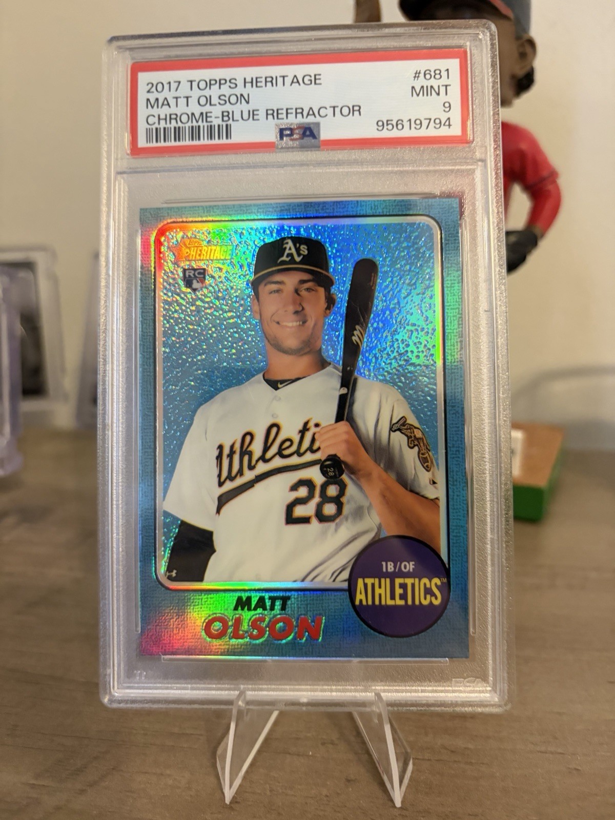 Topps 2017 Heritage High Number Matt Olson RC Chrome Blue /68 PSA 9 THC-681 Topps 2017 Heritage High Number Matt Olson RC Chrome Blue /68 PSA 9 THC-681