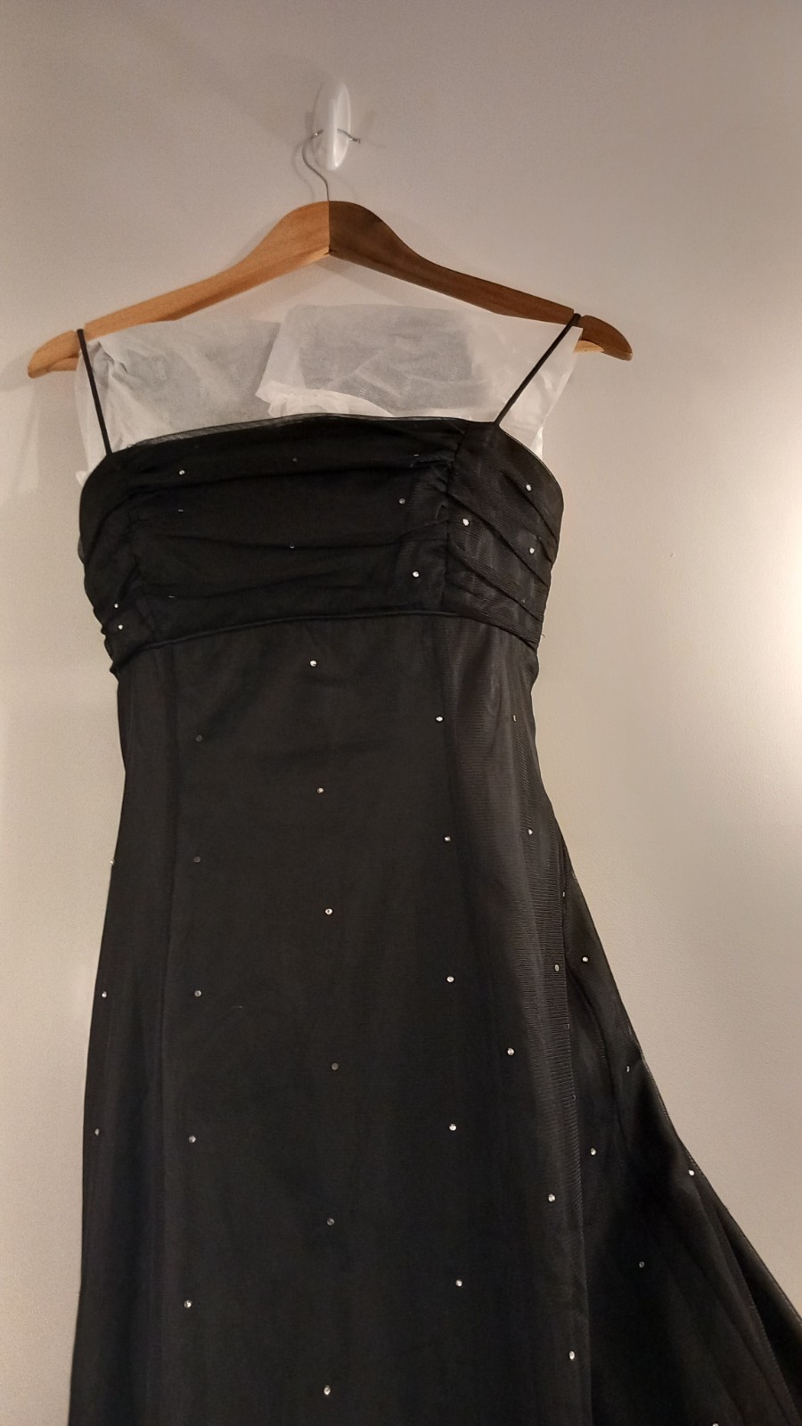 RARE Vintage Morgan & Co black Starry Night 3-Layer Gown Dress Priscilla style- 