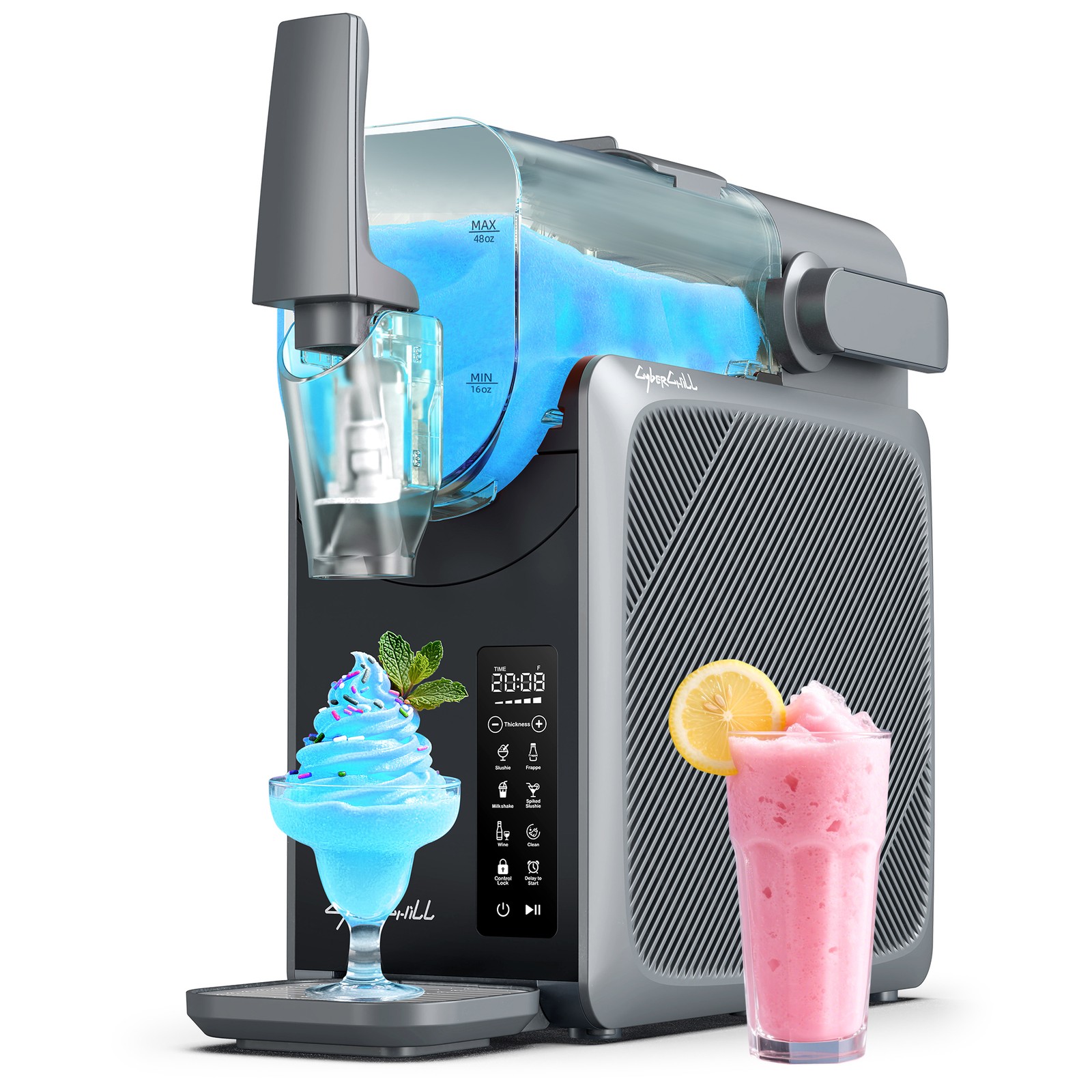 68oz Slushie Machine Frozen Drink Maker&Slushy Machine w/ 5 Presets LED Display