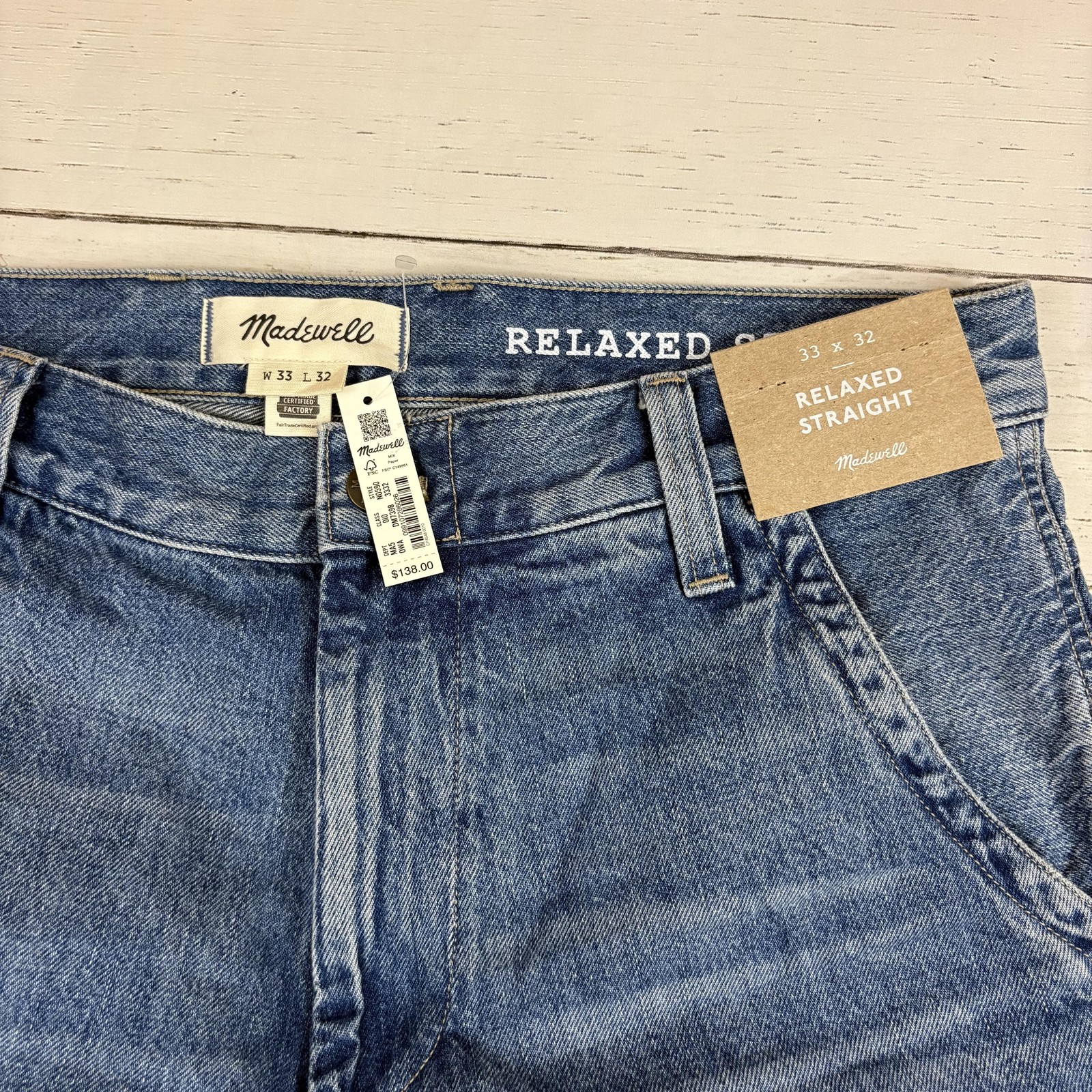 Madewell Relaxed Straight Workwear Carpenter Jeans Mens 33x32 Blue NEW NWT