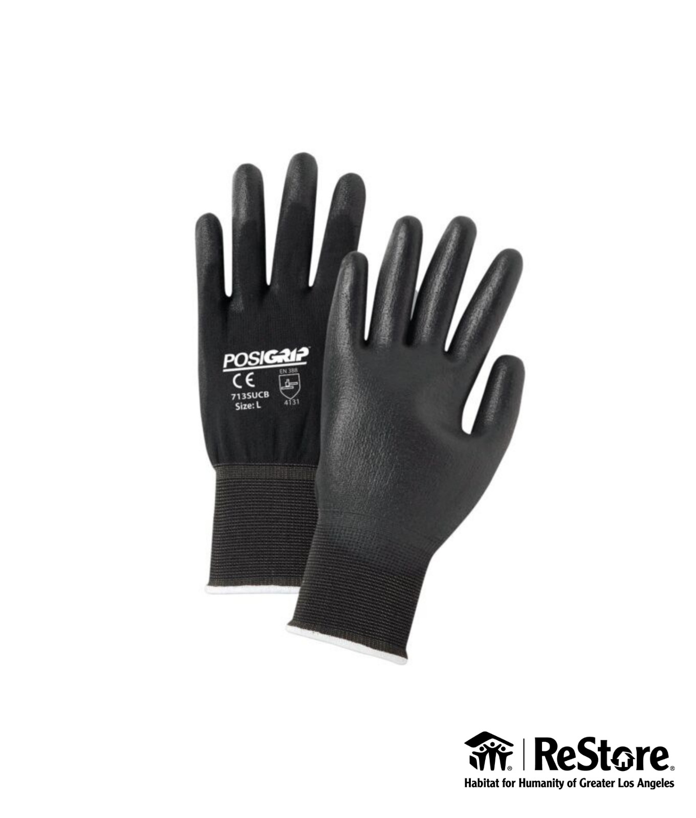 PIP 713SUCB/L PosiGrip Gloves, 13G Black Nylon Shell - 12 Pk