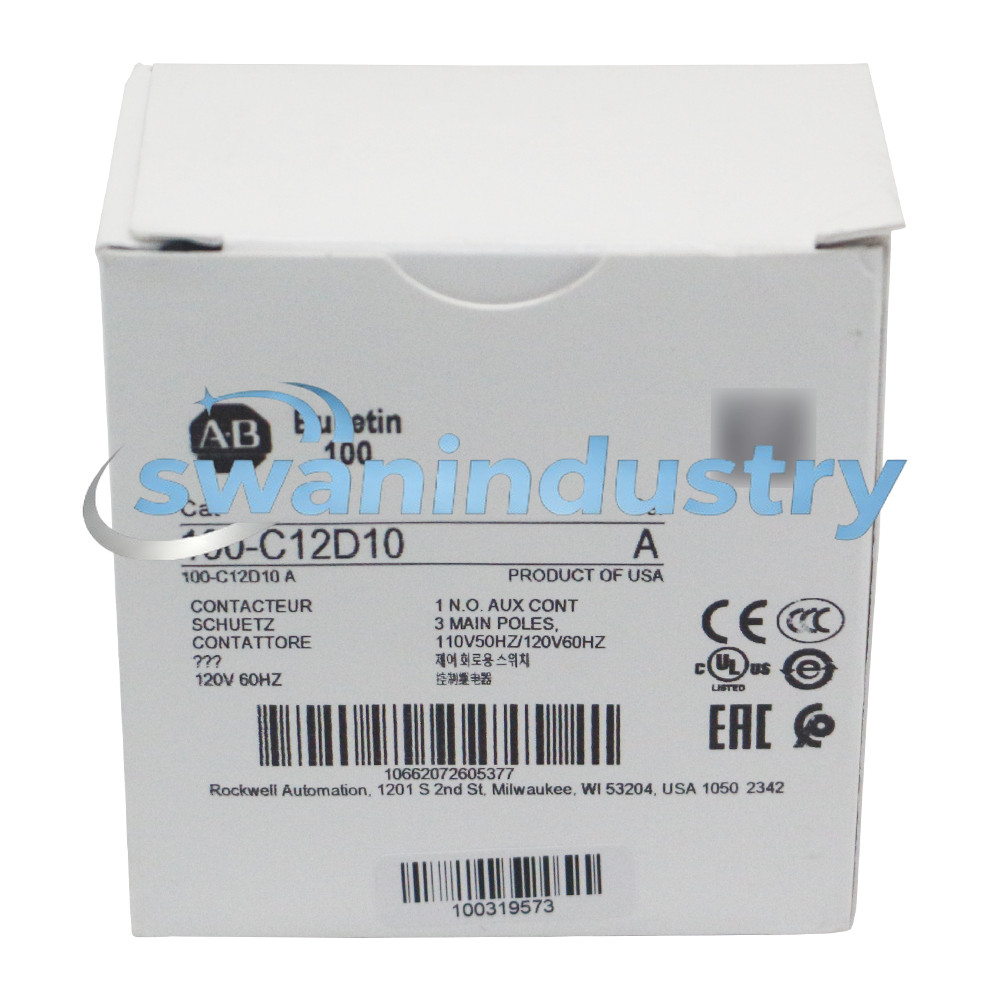 New 100-C12D10 Allen Bradley 100-C IEC 12 A Contactor Screw Terminals Line Side