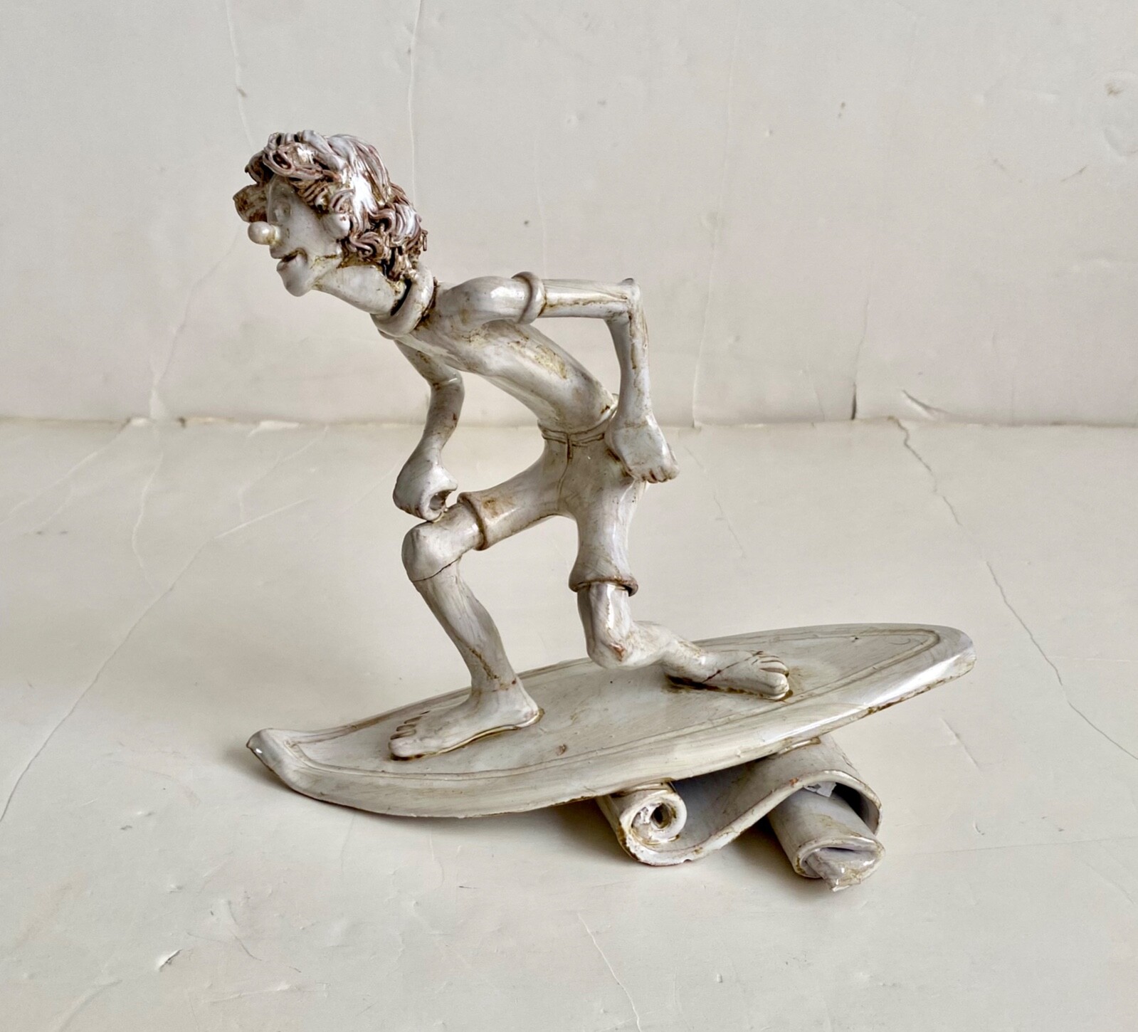 Vintage Bencini Surfer Sculpture Ceramic Figurine Surfboard Signed Italy # 053 Vintage Bencini Surfer Sculpture Ceramic Figurine Surfboard Signed Italy # 053