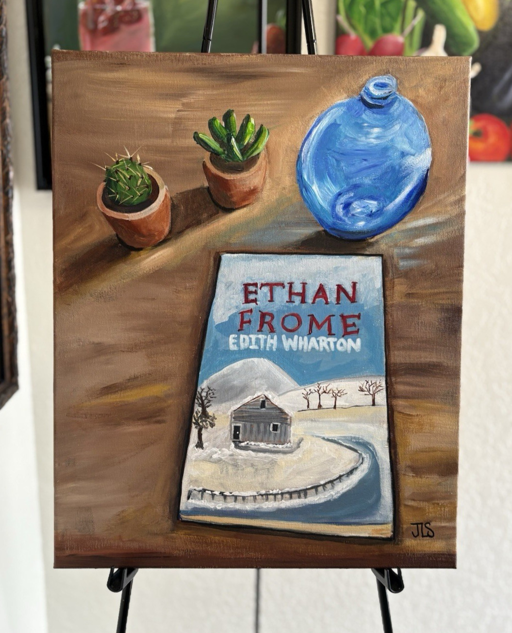 Ethan Frome Book Painting Hand Painted Signed Fine Art 16 x 20 Still Life Ethan Frome Book Painting Hand Painted Signed Fine Art 16 x 20 Still Life