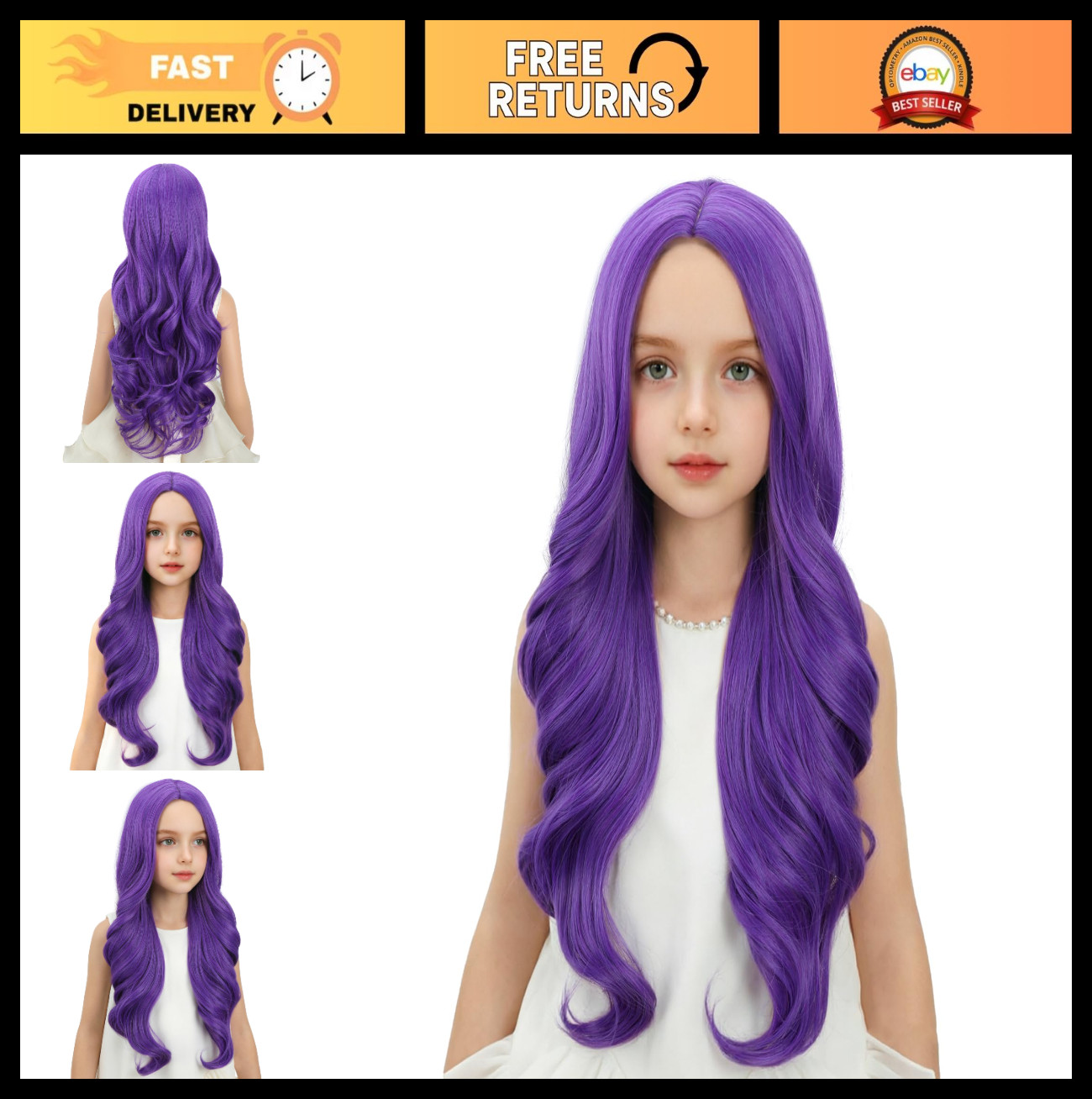 Child Dark Purple Wig Girls Long Deep Purple Wavy Curly Wig Kid Middle Part Wigs Child Dark Purple Wig Girls Long Deep Purple Wavy Curly Wig Kid Middle Part Wigs