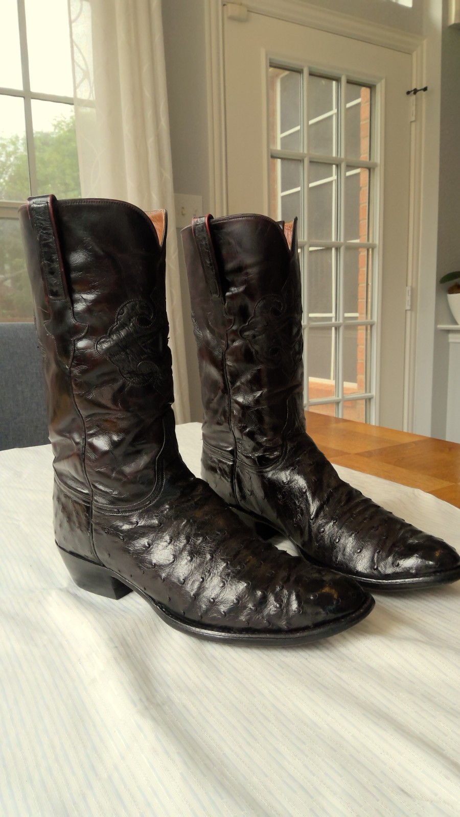 Vintage Lucchese Classics Handmade L3213 Full Quill Ostrich Black Boots 11D