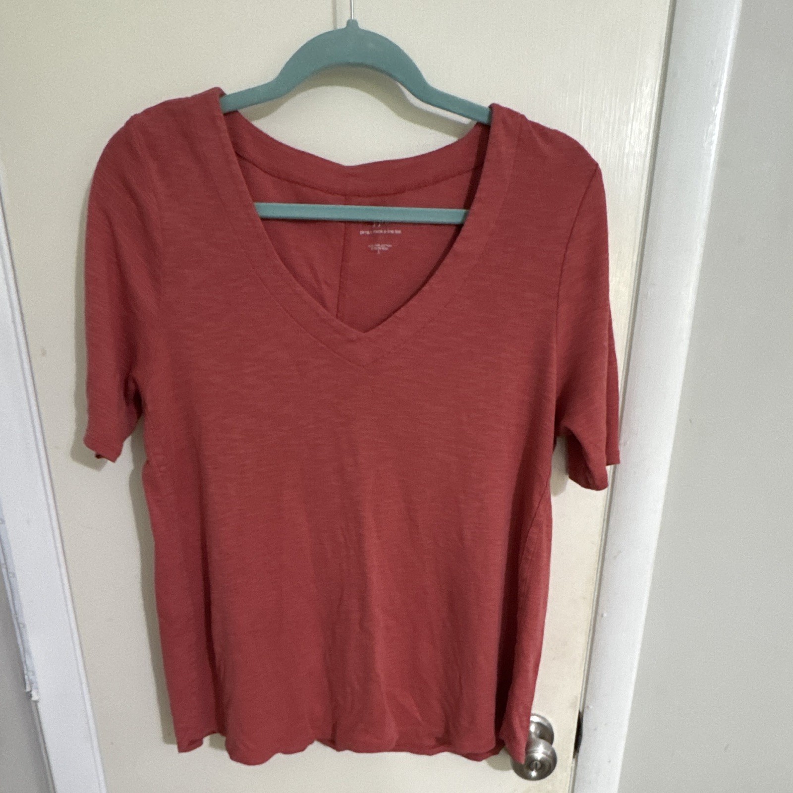 J Jill 100% Pima Cotton Short Sleeve V Neck Shirt