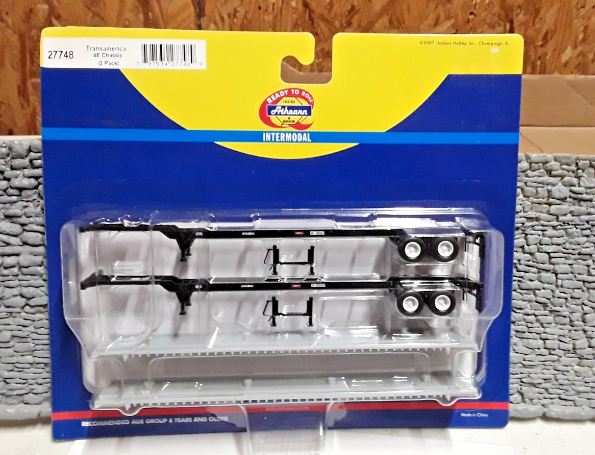 Athearn HO Transamerica Intermodal Container Truck Trailer Chassis 2 Pk (CC-479