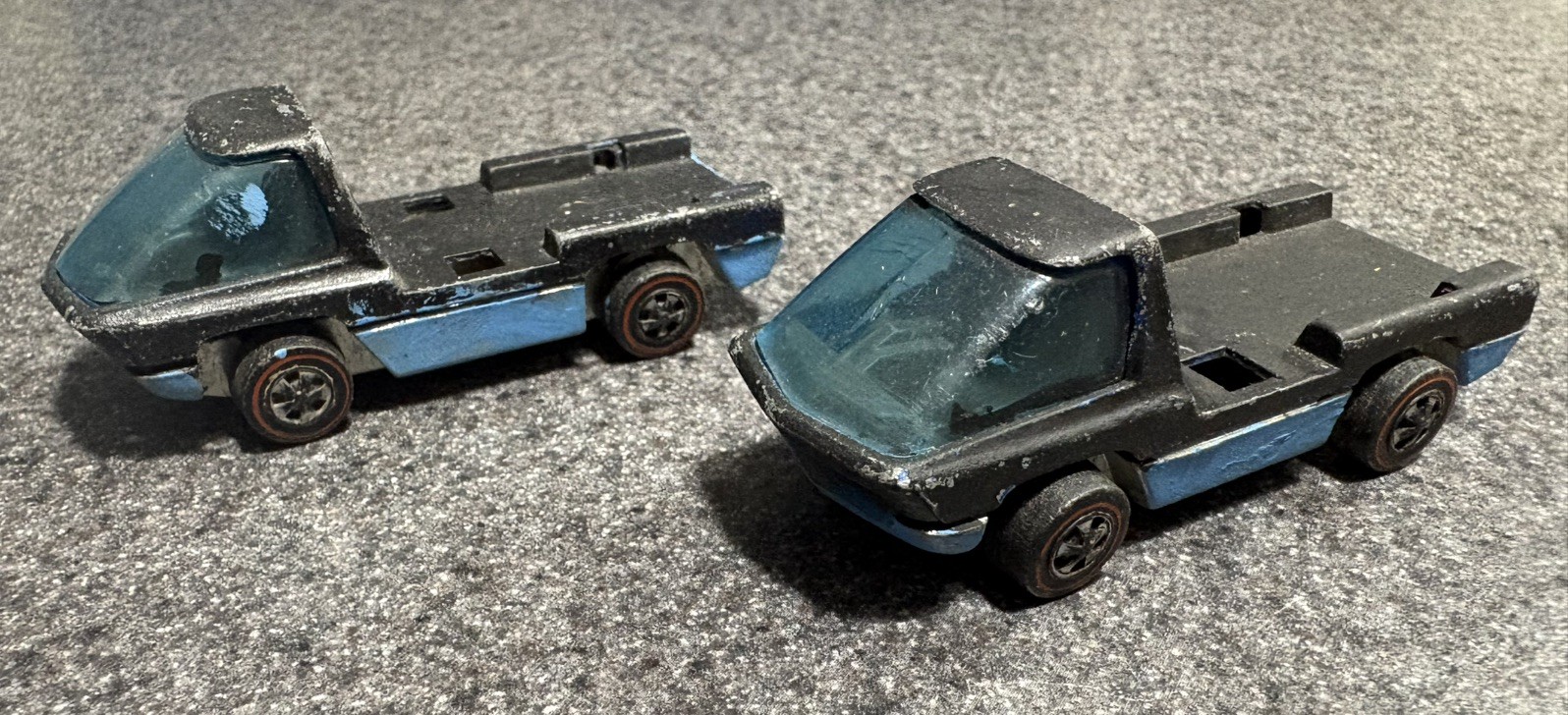 Vintage Hot Wheels Redline lot of 2 Heavyweights chassis, hand painted