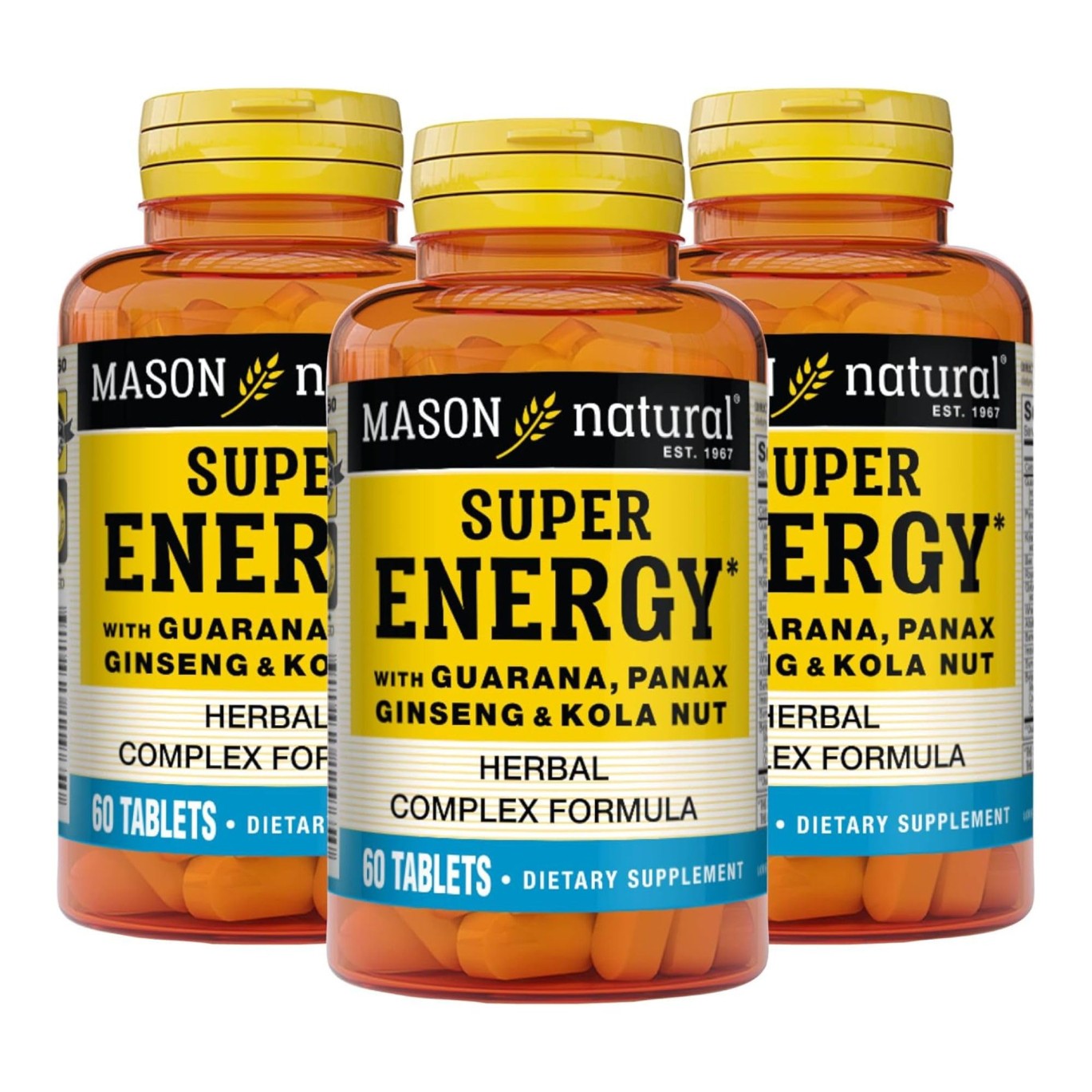 MASON NATURAL Super Energy, Made with Guarana, Panax Ginseng & Kola Nut for Opti