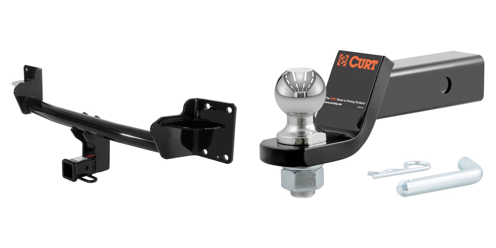 CURT Trailer Hitch Tow Kit Class 3 Receiver, 2in Ball Mount, Pin & Clip #13077
