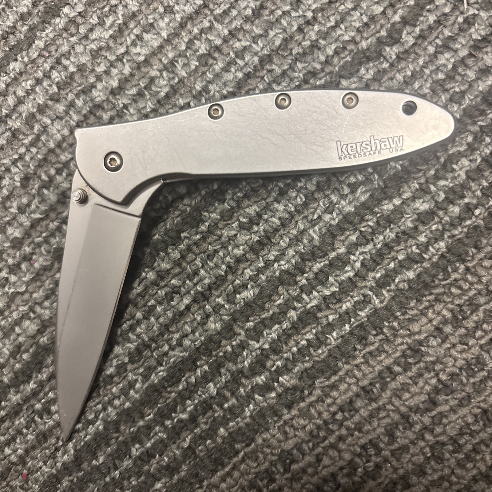 Kershaw 1660 Leek Assisted Silver Stainless Drop Point Plain Liner Lock Knife