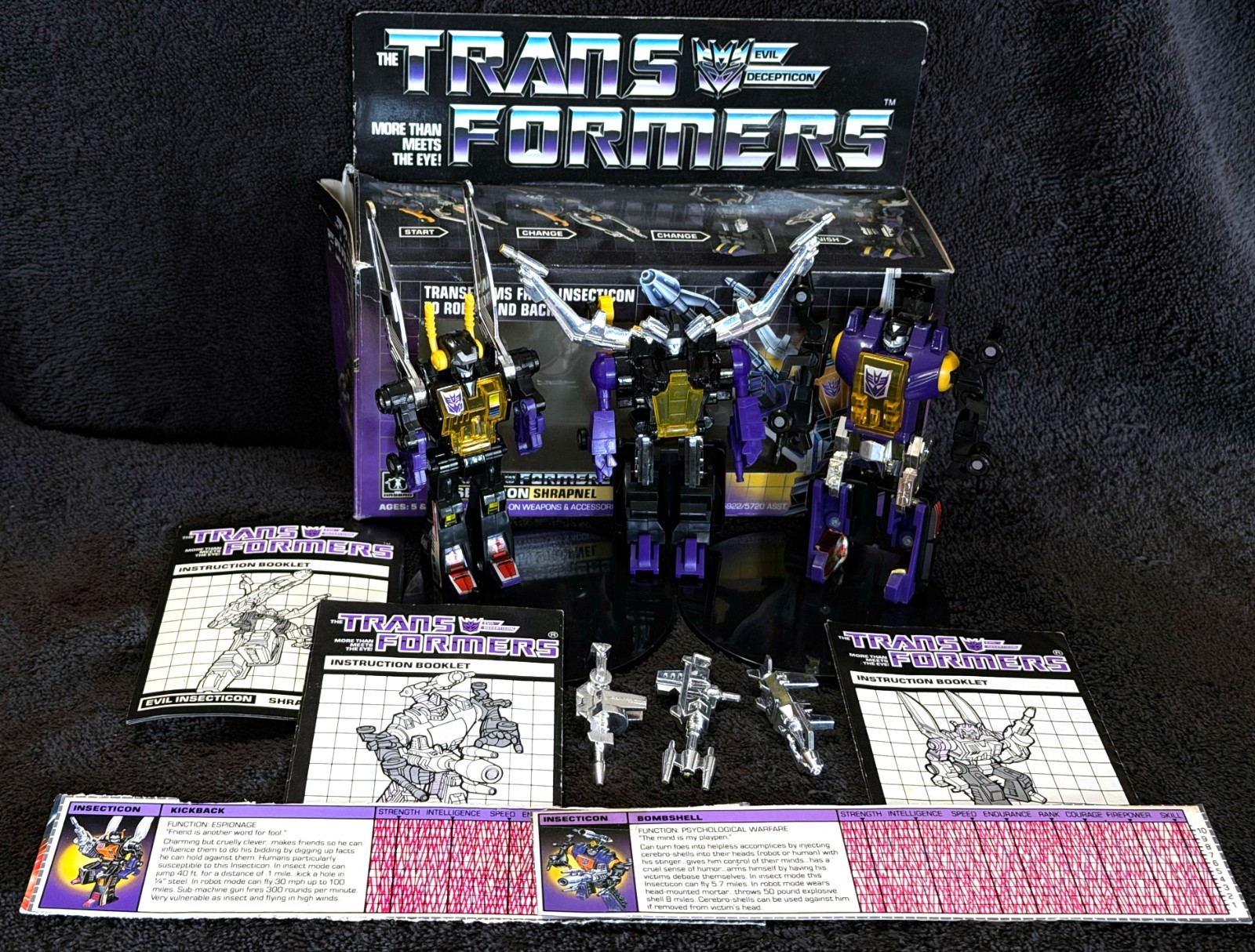 G1 1985 SHRAPNEL • BOMBSHELL • KICKBACK • VINTAGE G1 TRANSFORMERS