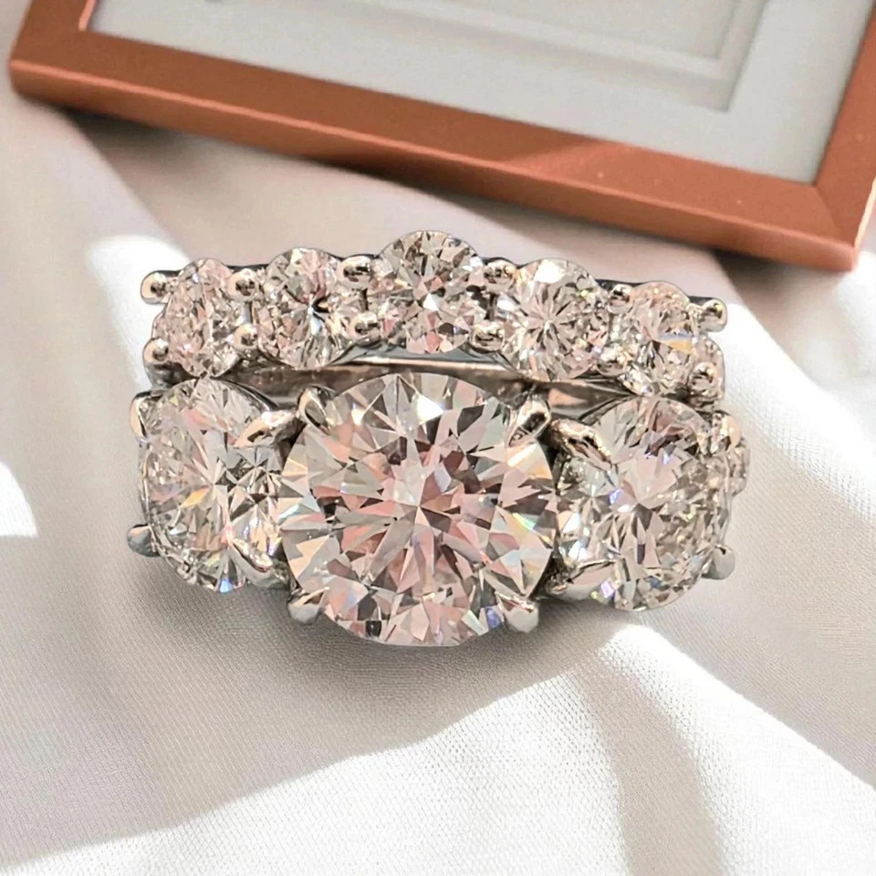 IGI 6.00Ct Round-Cut Lab Grown Diamond Solitaire Wedding Ring Set 14k White Gold