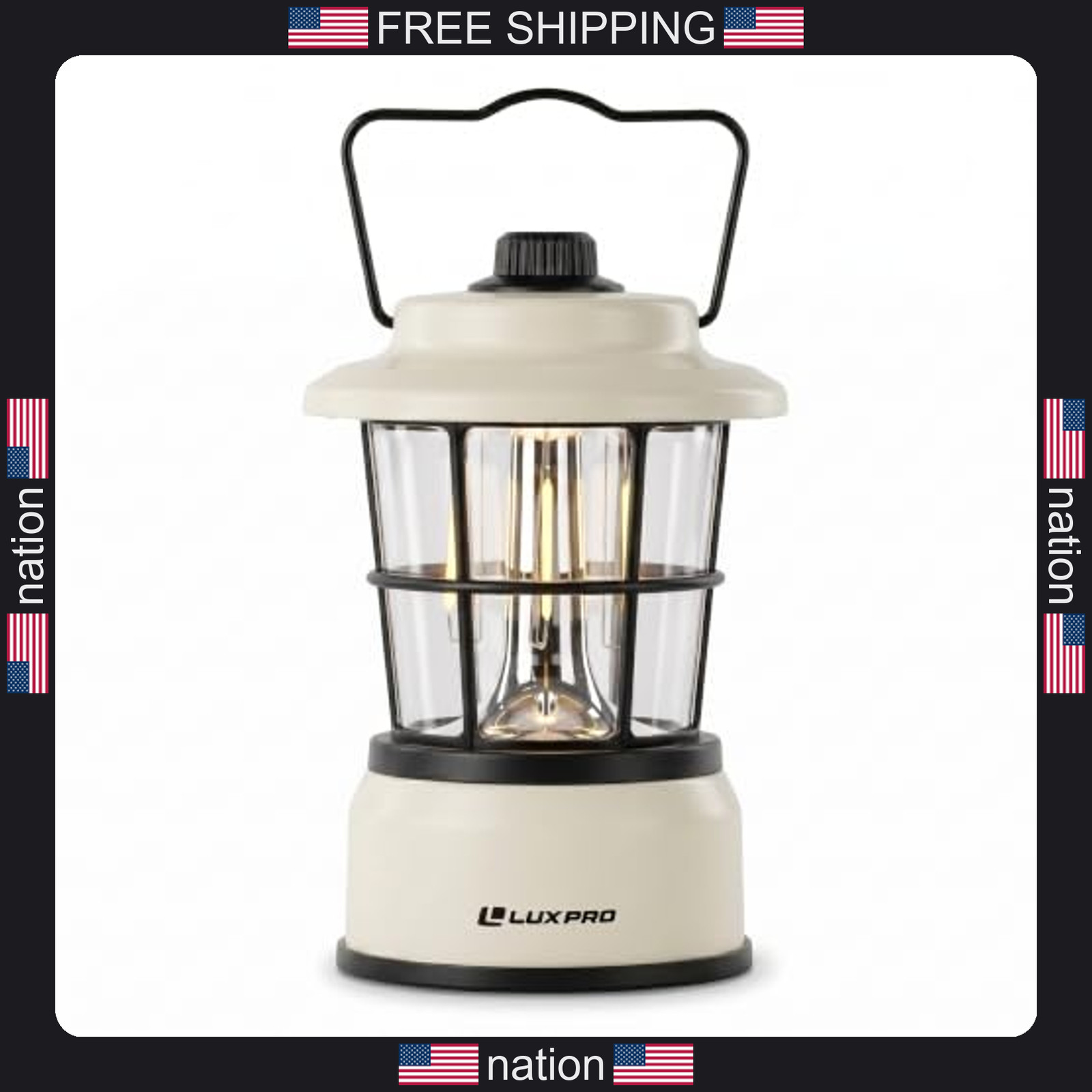 luxpro retro outdoor lantern battery LED camping light beige