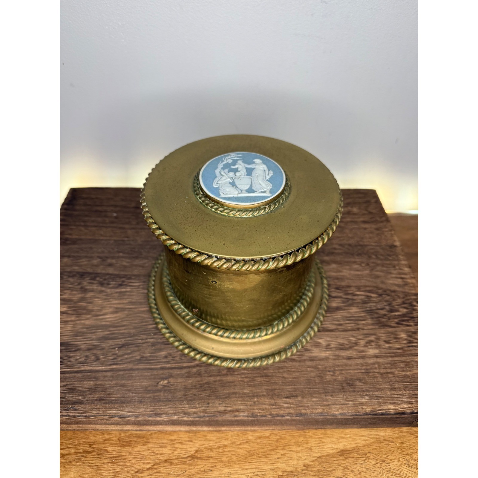 Vintage Wedgwood  Brass Trinket Box with Jasperware Cameo