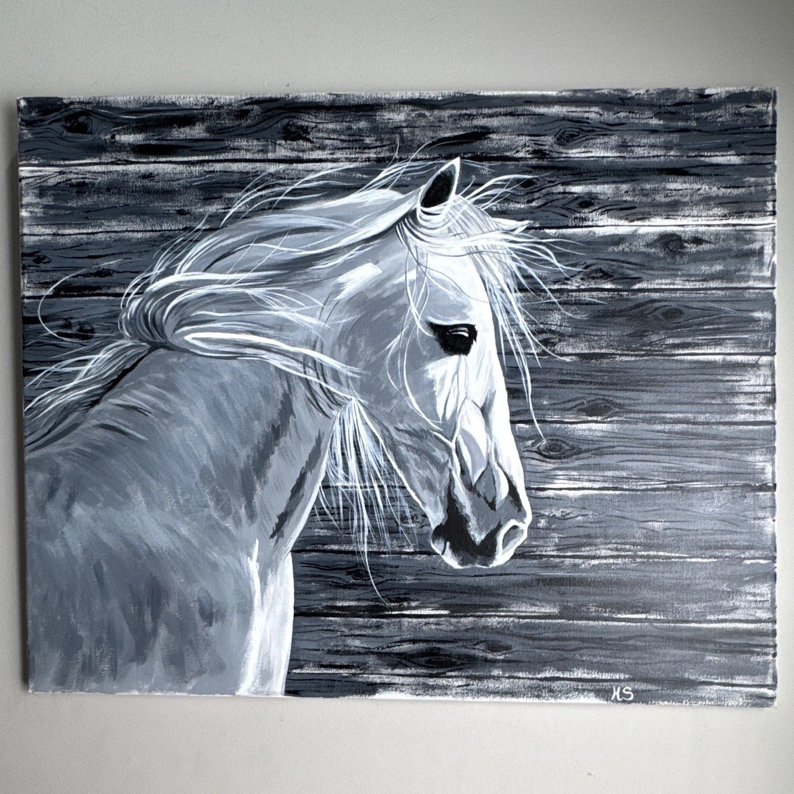 ‘El Caballo Blanco’ original hand painted acrylic and oil paint. 24”x36”.