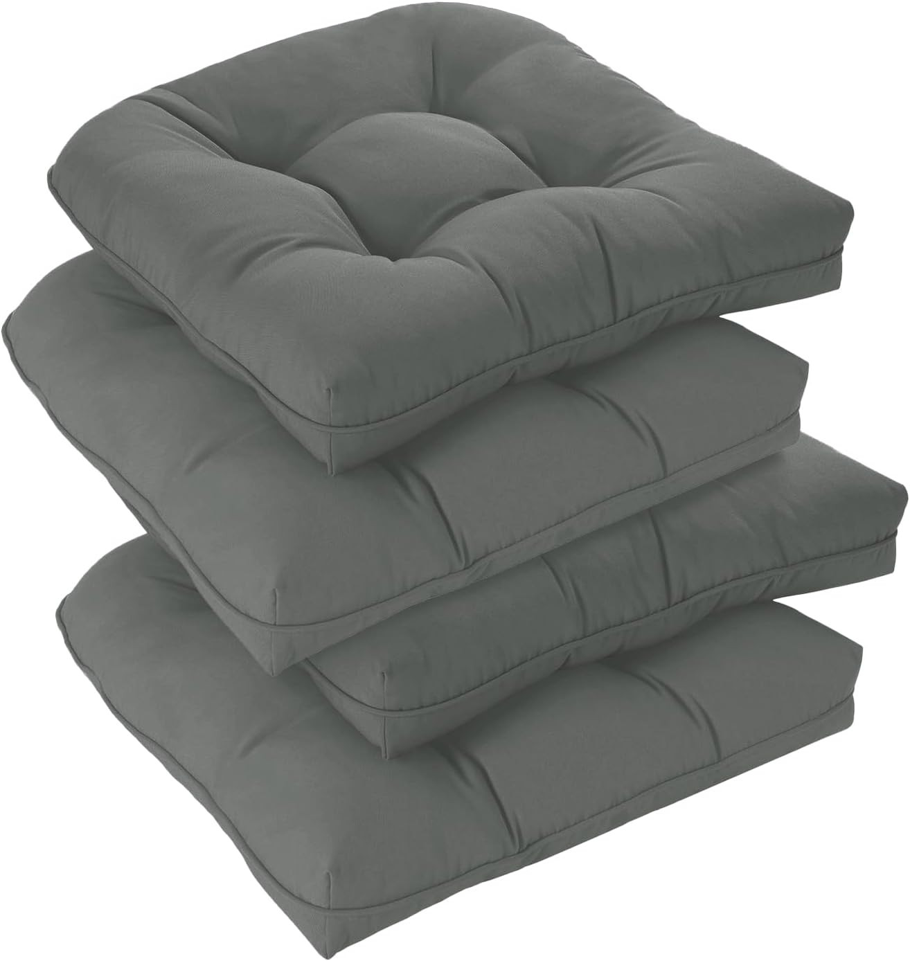 Outdoor Chair Cushions Set of 4 for Patio Furniture, Water Resistant Tufted Over