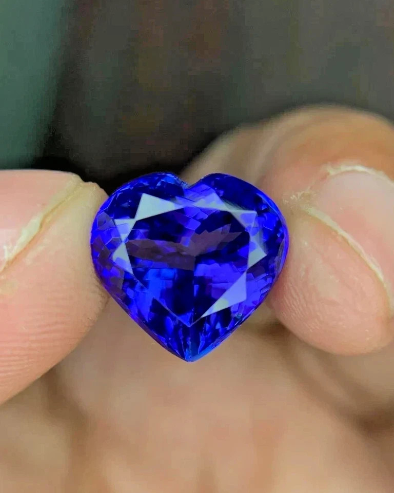 12.50 Ct+ Extremely Rare Natural Blue Tanzanite HEART Certified Loose Gemstone