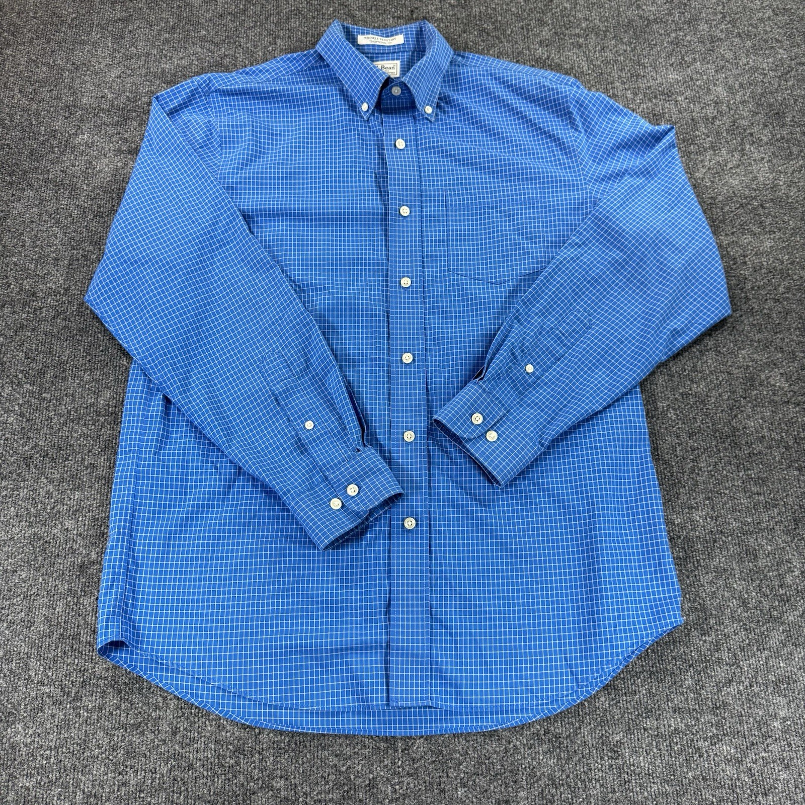 L.L. Bean Traditional Fit Wrinkle Resistant Long Sleeve Button-Down Shirt, Blue