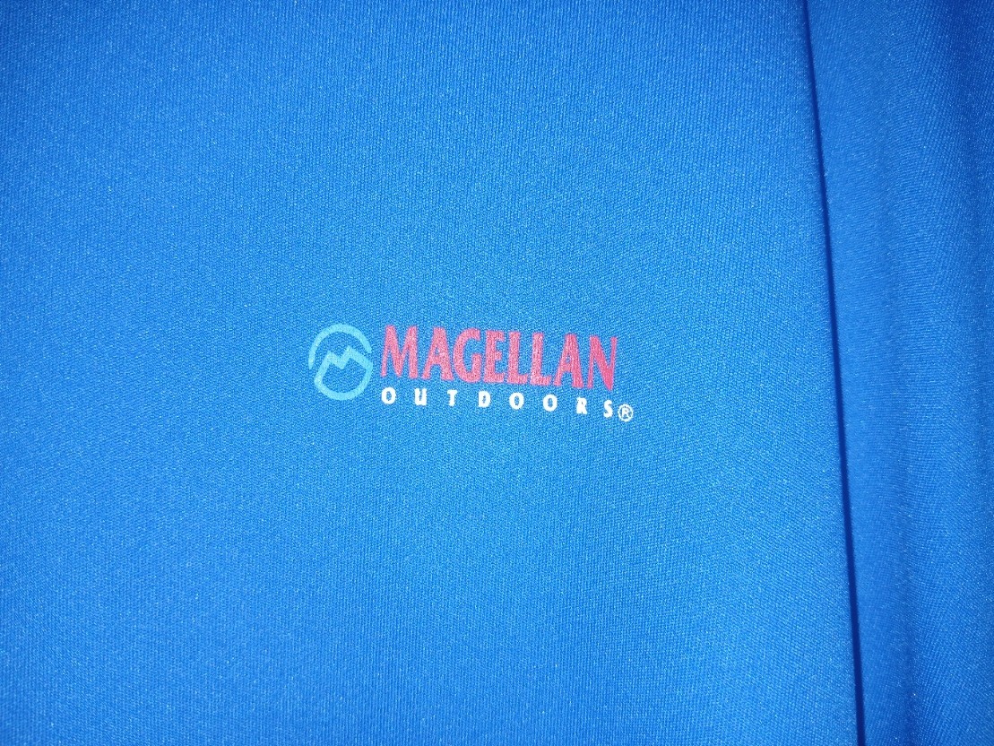 MAGELLAN 3XL LONG SLEEVE ACADEMY“FISHING” SHIRT/ BLUE W RED LETTERS/LESS THAN $6