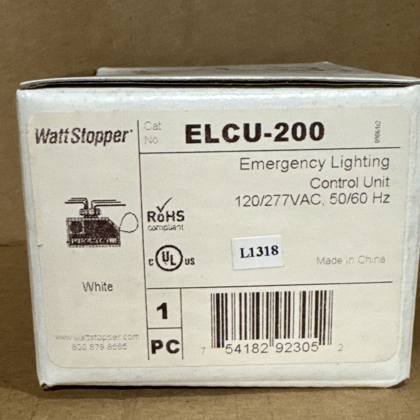 Wattstopper ELCU-200 Emergency Lighting Control Unit White Wattstopper ELCU-200 Emergency Lighting Control Unit White