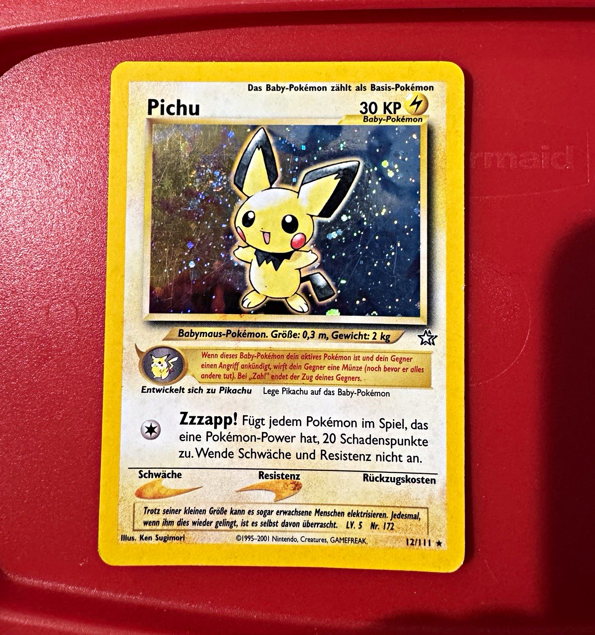 Pichu 12/111 Neo Genesis Holo Rare 30 HP english 2001 Pokemon TCG Pichu 12/111 Neo Genesis Holo Rare 30 HP english 2001 Pokemon TCG
