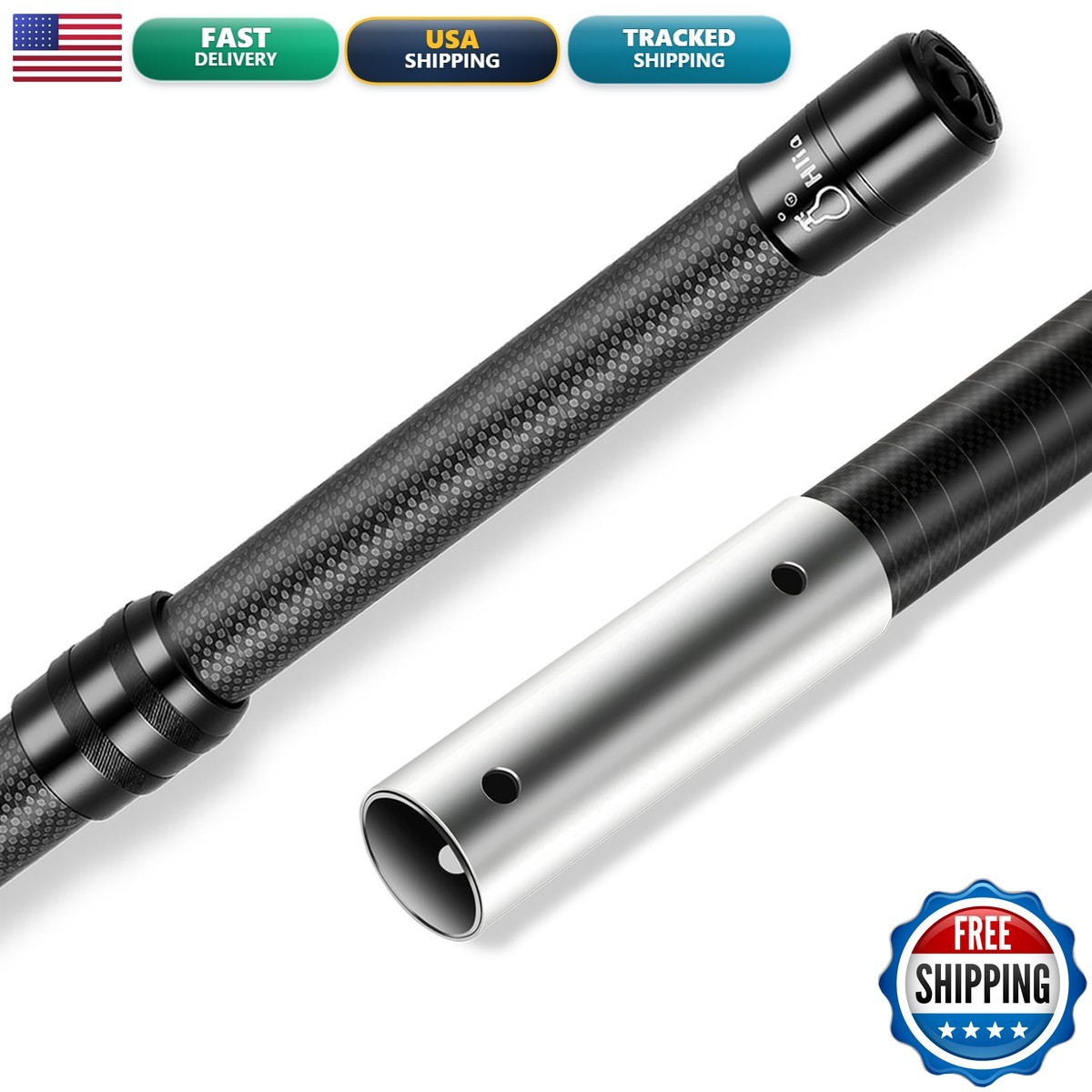 Hliay 15 FT Carbon Fiber Swimming Telescopic Pool Pole