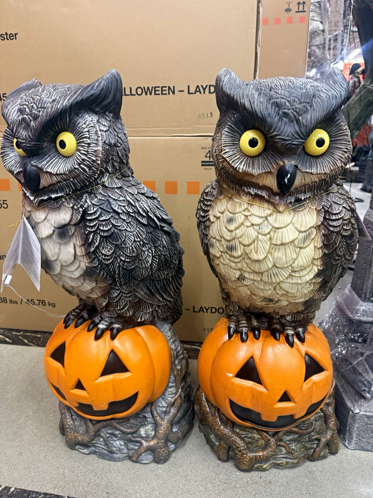 Halloween Owl Jack-o\'-Lantern Pumpkin Figurines Set of 2 Halloween Owl Jack-o\'-Lantern Pumpkin Figurines Set of 2