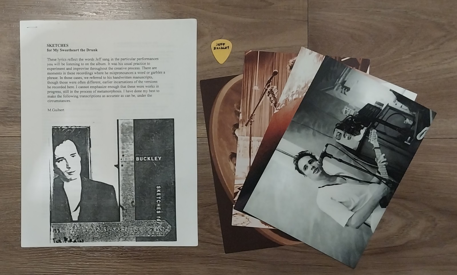 Vintage JEFF BUCKLEY Postcards & Guitar Pick