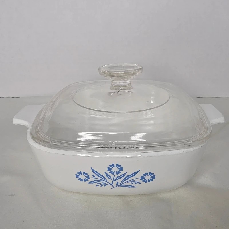 Vintage Corning Ware Blue Cornflower 1 Qt Casserole Dish With Glass Lid