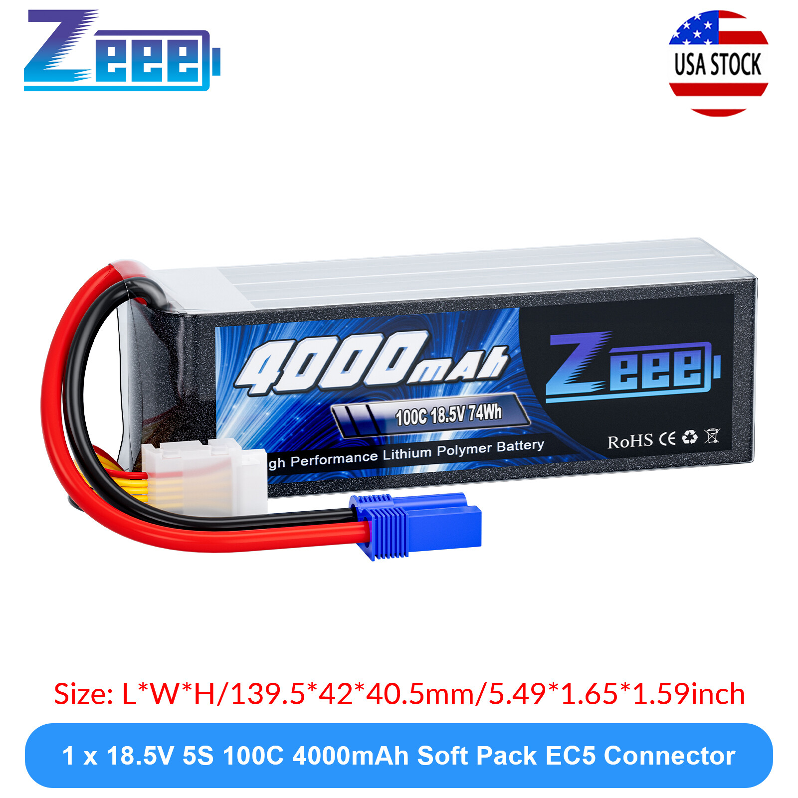 Zeee 5S Lipo Battery 4000mAh 18.5V 100C EC5 for RC Helicopter Airplane Car Truck Zeee 5S Lipo Battery 4000mAh 18.5V 100C EC5 for RC Helicopter Airplane Car Truck