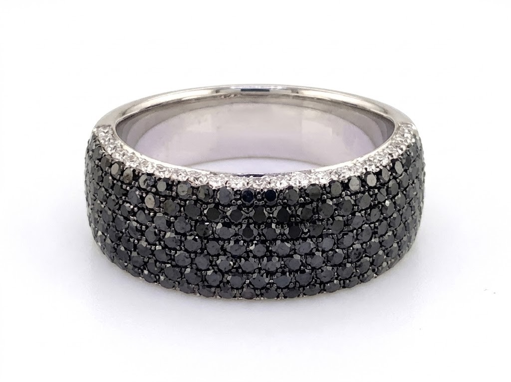 EFFY Pavé Black and White Diamond Eternity Band in 14K White Gold EFFY Pavé Black and White Diamond Eternity Band in 14K White Gold