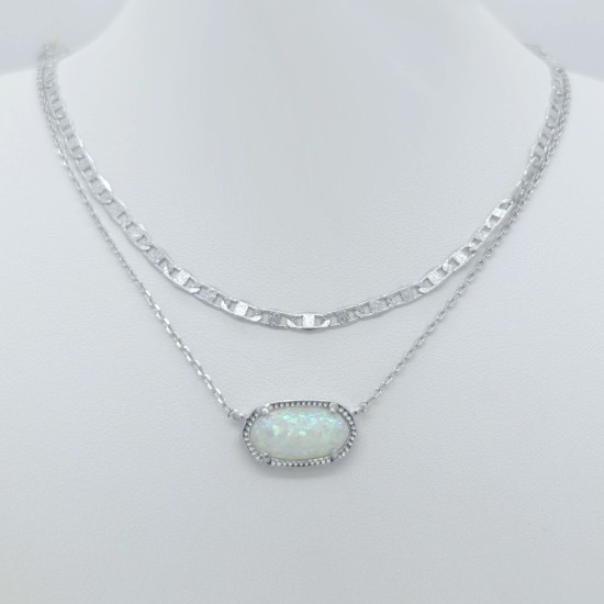Kendra Scott Elisa Multi Strand Silver Plated Pendant Necklace In White Opal Kendra Scott Elisa Multi Strand Silver Plated Pendant Necklace In White Opal