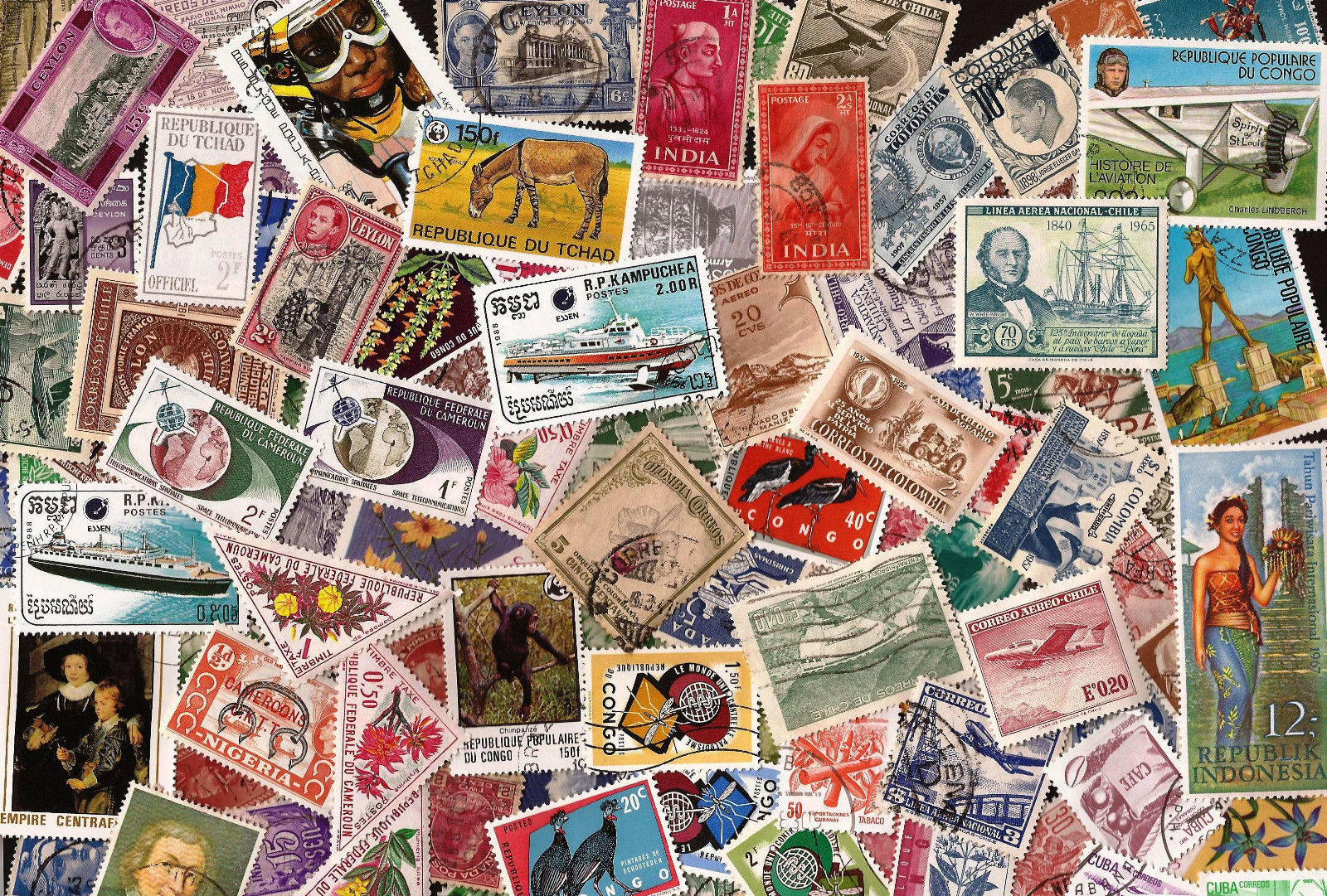 W100, 100+ Different Worldwide Stamps, Many Commemoratives