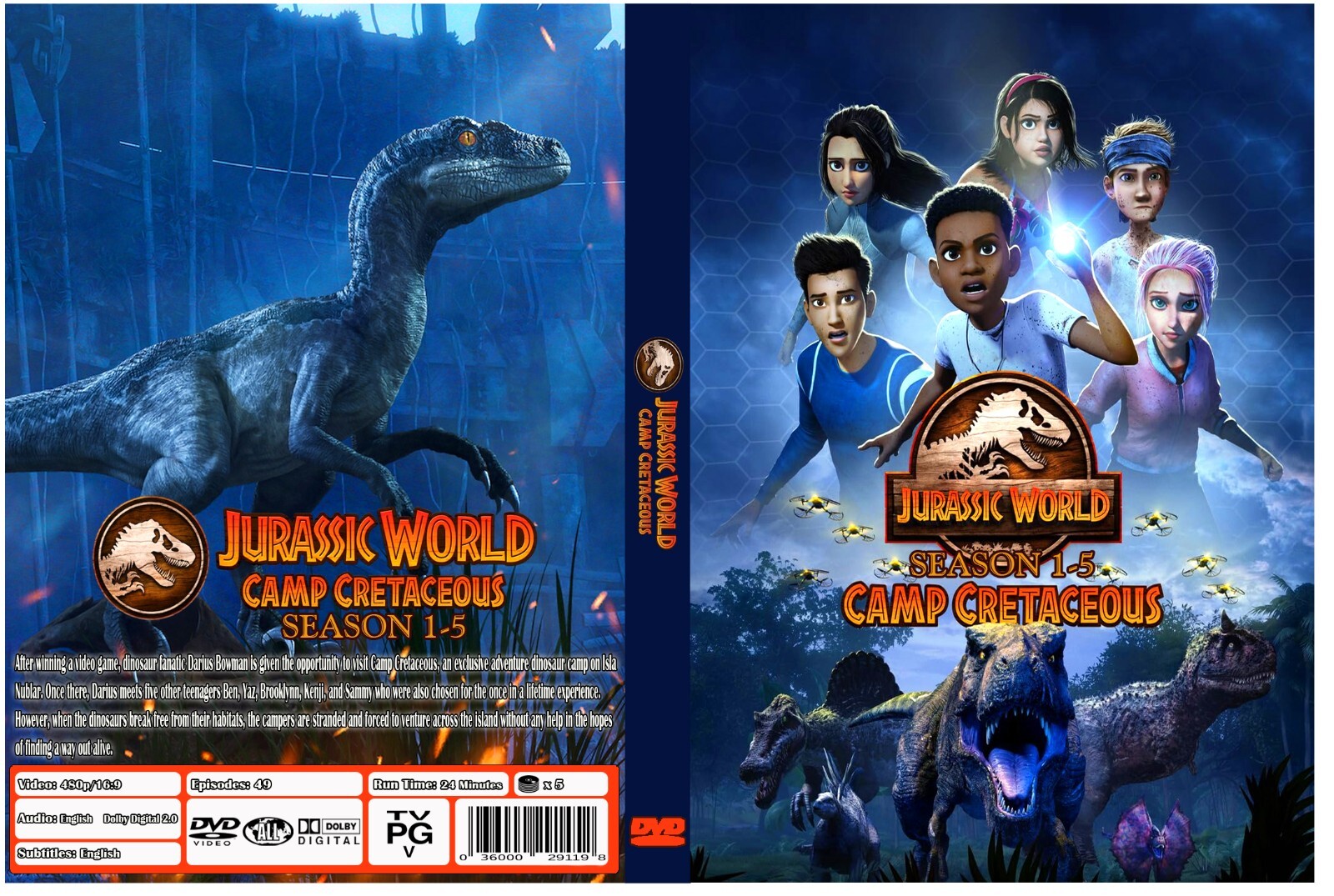 Jurassic World Camp Cretaceous Animated Series Complete Season 1-5 English Audio