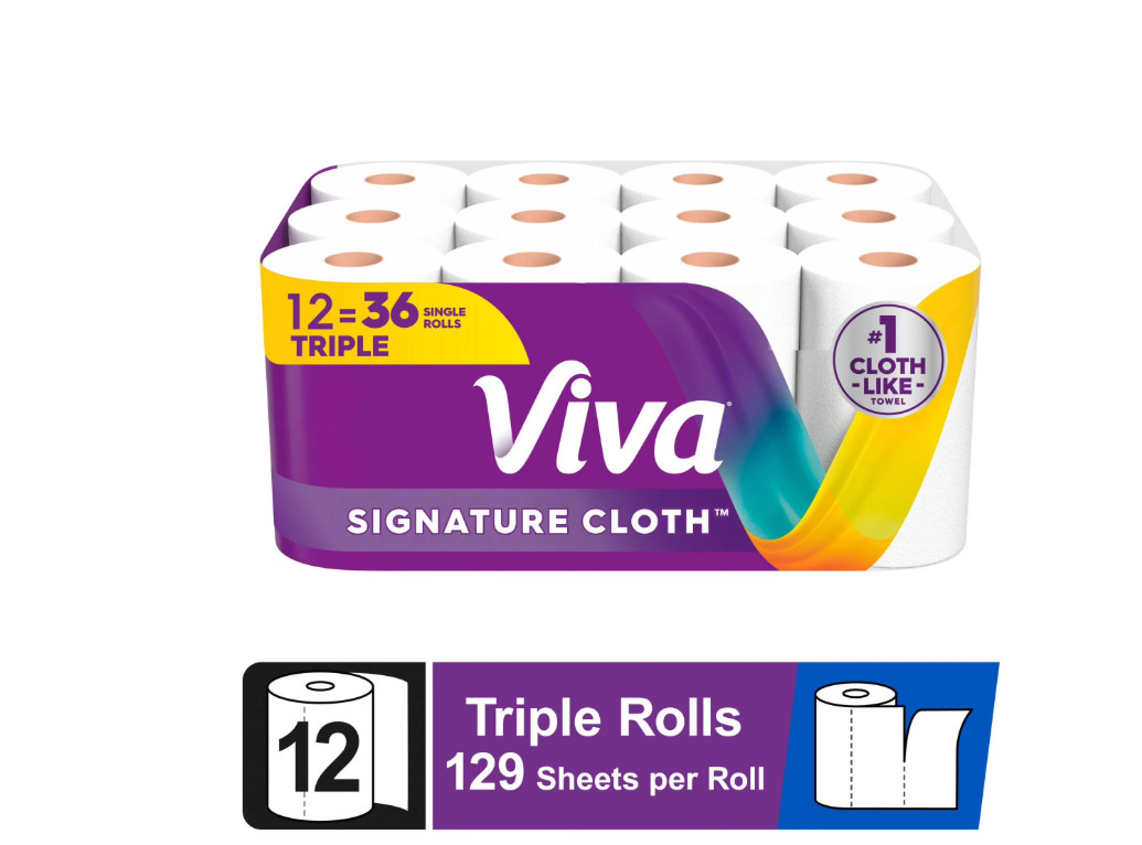 Viva Signature Cloth Paper Towels, 12 Triple Rolls, 129 Sheets per Roll Viva Signature Cloth Paper Towels, 12 Triple Rolls, 129 Sheets per Roll