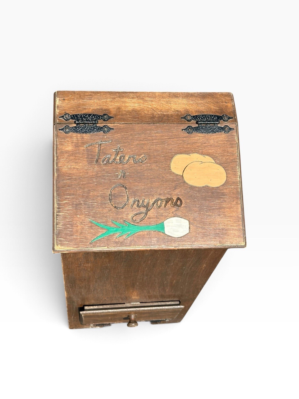 Vintage Wooden Taters & Onyons Potato Onion Storage Bin Farmhouse Primitive