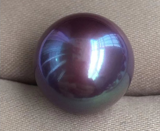 Huge 14mm South Sea Purple Grayish Round Loose Pearl Undrilled Men Women Jewelry