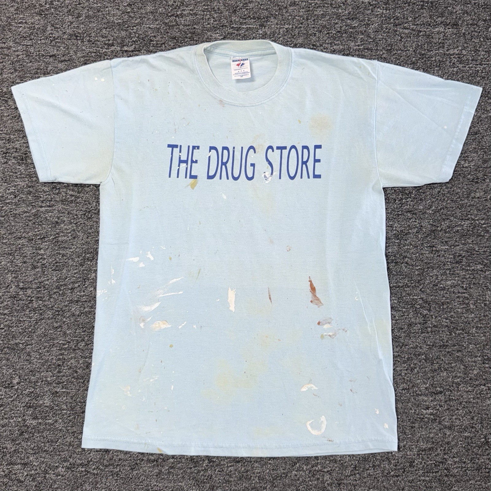 Vintage 90s RARE Faded Blue Pain Thrashed Graphic T-Shirt Mens Sz M