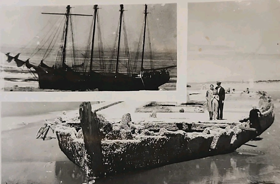 Vintage Mid-Century RPPC Ocean Park WA Solano Shipwreck 1950s
