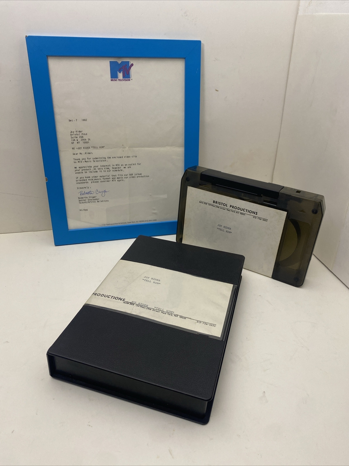 MTV ORIGINAL 1982,SIGNED LETTER & U MATIC VIDEO,JOY RIDER ,TELL HIM .UNIQUE.