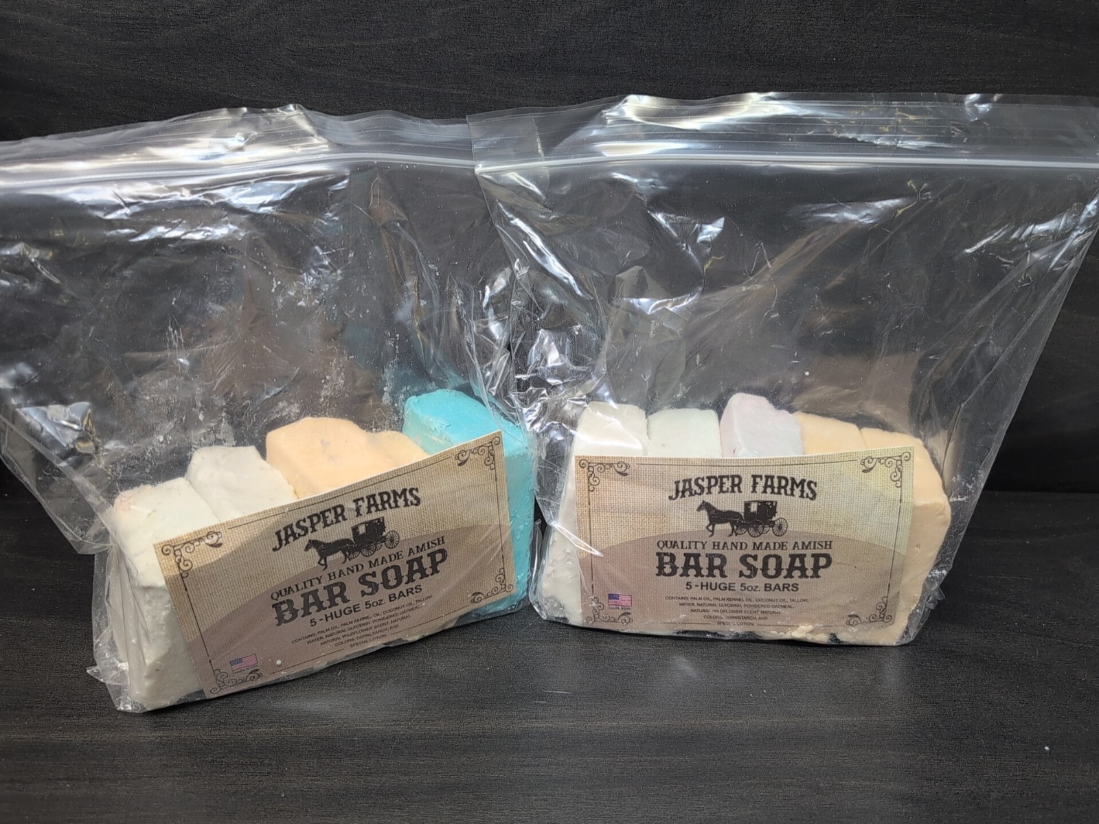 2 Bags Jasper Farms Amish Handmade Soap 10 Huge  5 oz Bars
